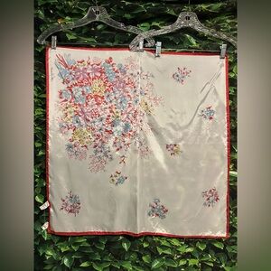 Vintage St Ramonse Floral Scarf White Pink Acetate Twill Square 25" x 26"